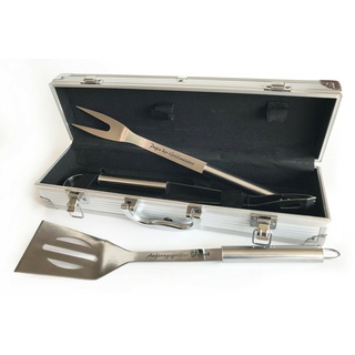 Grillbesteck mit Name graviert Gravur Grillzange Grillkoffer Geschenk Männer