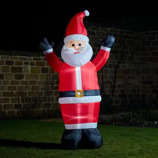 Lights4fun LED Weihnachtsmann Aufblasbar Weihnachtsbeleuchtung Außen Weihnachtsfigur Aufblasbare Weihnachtsdeko Amerikanisch