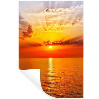 MuchoWow Wandsticker Sonnenuntergang - Meer - Himmel - Orange - Horizont - Wasser (1 St), Wanddeko, Aufkleber, Wandtattoo, 80x120 cm bunt 80 cm x 120 cm x 0.1 cm