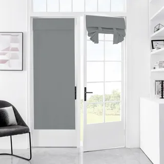 Mecodeco 100 % Verdunkelungsvorhänge für Seitentür, Fenster, Raumverdunkelung, einfarbig, Tür, Fensterabdeckung für Glastür, volle Verdunkelungsvorhänge für französische Tür, hellgrau, 1 Panel