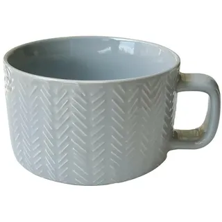 LuxusKollektion Tasse Suppentassen Henkel 700ml Keramik B Hellgrau Schnurknäuel Katze Tasse weiß