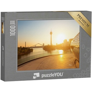 puzzleYOU Puzzle Morgenlicht über Düsseldorf in Deutschland, 1000 Puzzleteile, puzzleYOU-Kollektionen Düsseldorf, Deutsche Großstädte