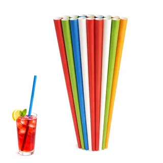 PARENCE – Lange Pappstrohhalme 50 cm – Set aus 20 – XXL farbigen und widerstandsfähigen Strohhalmen für Granitas, Smoothies, Cocktails, Partys und dicke Getränke