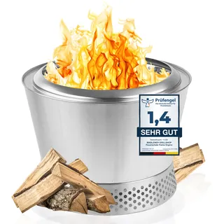 grillshop.at Feuerschale rauchfrei - DM 50 cm Edelstahl Grill Feuerschalen für den Garten - Feuertonne Feuerschale mit Grillrost optional - Holz & Pellets Betrieb Flame Engine Vulcano Vesuv