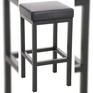DELUKE® Barhocker KIEL - Schwarz, Kunstleder, Stahl, 85cm Höhe | Barhocker ohne Lehne Barstuhl Tresenhocker Tresenstuhl Kneipenhocker Kneipenstuhl