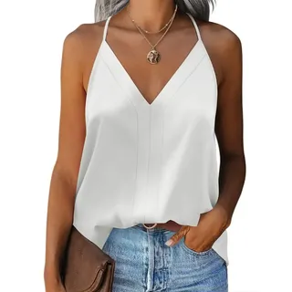 Damen Satin-Camisole Top mit Verstellbaren Trägern