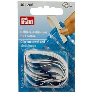 Prym Nähfrei-Aufhänger für Frottee, 5 Stk, Weiß