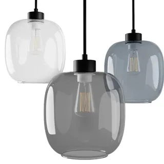 Liadomo Pendelleuchte Magellan, rund 3-flammig, Transparent/Rauchgrau/Blau | Esstischlampe aus Glas, modern, Skandi, Wohnzimmer, Cluster, Dekoleuchte, höhenverstellbar, 3 x E27 40 W, exkl. Leuchtmittel