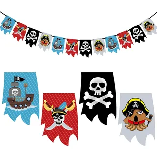 Oblique Unique Piraten-Girlande für Kindergeburtstag – Oblique Unique Banner Deko für Jungs, Kinderzimmer & Piratenparty, Hängedeko für Feier & Motto-Party