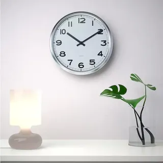 Ikea Pugg – Wanduhr, Edelstahl verchromt