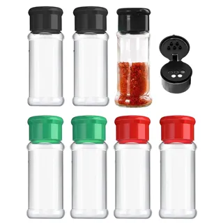 WUNZILO 6 Stück Gewürzdosen, gewürzgläser plastik, 100ml gewürzstreuer Kunststoff Gewürzdose Transparent Gewürzbehälter Gewürze organizer für Küche, Schublade, Gewürzregal, Camping