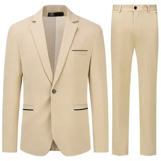 Allthemen Anzug (2 tlg) Slim Fit Hochzeitsanzug mit elastischer Faser braun 56