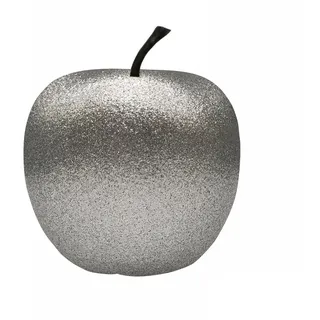 MamboCat Dekofigur Deko-Apfel Silber XS, Ø 145 mm, H 170 mm Fiberglas Glitzerapfel silberfarben