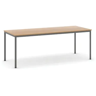 Esstisch BASIC, 200x80 cm, dunkelgraues Metallgestell, Buche
