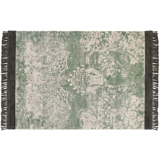 Teppich Viskose grün / beige 160 x 230 cm cm orientalisches Muster Kurzflor AKARSU