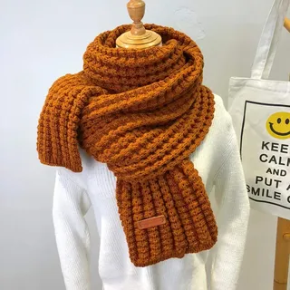 UKKD Winter Gestrickter Schal - Mode Frauen Lange Weibliche Vintage Große Weiche Warme Pashmina Verdickte Wolle