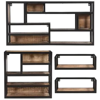 baario Wandregal Wandregal INDUSTRIAL 100x50, schwarz Holz Metall Küche Hängeregal Bad Wandboard schwarz 50 cm x 100 cm