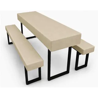 Claseba 3-teilige Bierzeltgarnitur-Auflage mit sicherem Halt, bestehend aus 2 Bierbank Hussen und 1 Biertisch Husse. Waschbar, rutschfest und windfest. Farben und Größen wählbar. (Beige, 220 x 70)