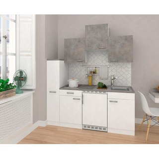 Küchenblock Economy m. Geräten B: ca. 180cm Weiß/Grau