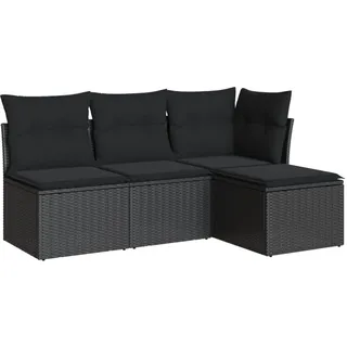 vidaXL Garten-Sofagarnitur 4-tlg. Loungeset schwarz