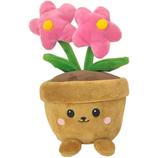 Tabiaprd Kuschelfreundliche Topfpflanzen, Plüsch-Blumentopf mit glücklichem Gesicht, weicher Mini-Deko-Kumpel mit natürlichem Blumenduft, perfekt für Schreibtische und Geschenke (2 rosa Fowers)