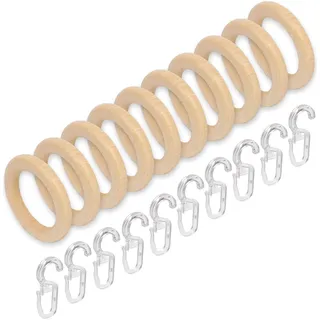 LIEDECO Gardinenringe für Gardinenstangen Ø28mm, 10 Stück kiefer
