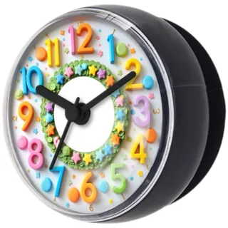 Sharplace wasserdichte Badezimmer-Uhr Mini Badezimmeruhr mit Silikagel Saugnäpfe zum Aufhängen, Funk-Badezimmeruhr, Küchenuhr, Baduhr, Quarz-Uhrwerk, feuchtigkeitsabweisend, 70 mm Stil f