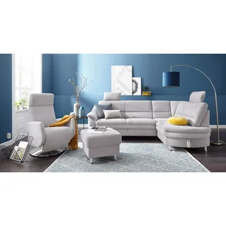 Hocker SIT & MORE "Cardoso", silber, B:58cm H:47cm T:58cm, Luxus-Microfaser (90% Polyester, 10% Polyamid);Flachgewebe (100% Polyester);Struktur (100% Polyester), Hocker, Polsterhocker