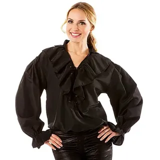 Damen-Rüschenbluse, schwarz