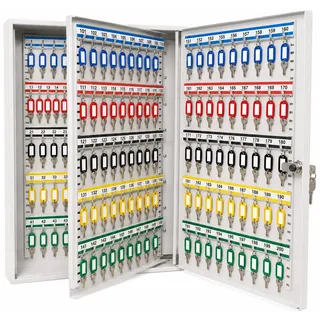 LEOMAR Schlüsselschrank mit 200 Haken, Schlüsselkasten aus Stahlblech, bewegliche Hakenleisten, abschließbar, Schlüsselbox zur Wandmontage 12 x 39 x 52 cm