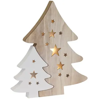 Saico LED Weihnachtsleuchter Diorama Doppel-Weihnachtsbaum 40 cm