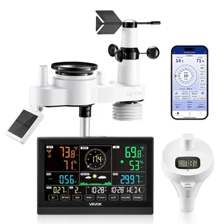 Vevor Wetterstation 8 in 1 7,5" VA-Display Wi-Fi mit App  Schwarz