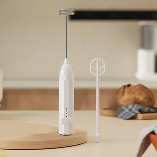 2-in-1 Usb-aufladbarer Milchaufschäumer Und Elektrischer Schneebesen (1 Stück), Mit 2 Aufsätzen: Elektrischer Schneebesen Und Elektrischer Rühraufsatz.