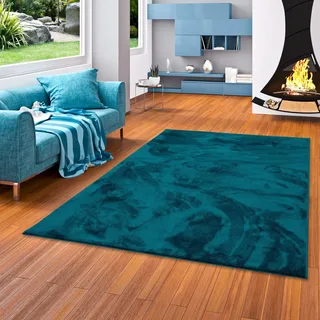 Snapstyle Hochflor-Teppich Luxus Super Soft Hochflor Langflor Teppich Deluxe, Rechteckig, Höhe: 20 mm blau 160 cm x 160 cm x 20 mm