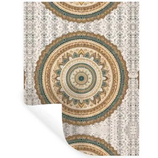 MuchoWow Wandsticker Blumen - Mandala - Vintage - Braun - Hippie (1 St), Wanddeko, Aufkleber, Wandtattoo, 90x120 cm bunt 90 cm x 120 cm x 0.1 cm