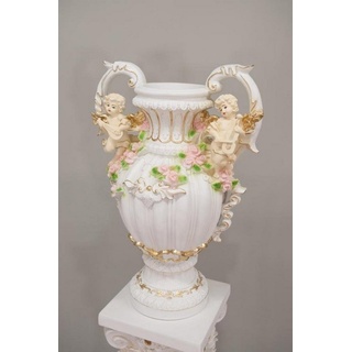 JVmoebel Skulptur Design Blumen Topf XXL Vase Vasen Handarbeit Deko Kelch Pokal 70cm weiß