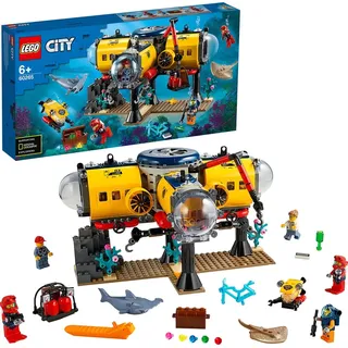 LEGO 60265 City Meeresforschungsbasis, U-Boot-Spielzeug mit Meerestieren-Figuren, tolles Geschenk für Kinder ab 6 Jahre