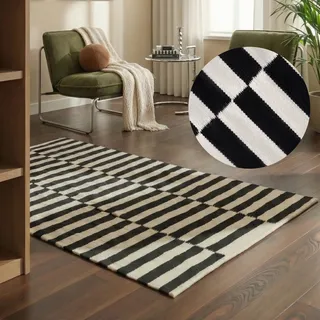 HANSE HOME Vika Wollteppich 120 x 180 cm Schwarz/Weiß