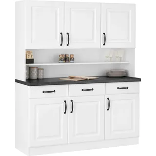 WIHO KÜCHEN Küchenbuffet Erla 150 x 50 x 181 cm Schwarz Weiß