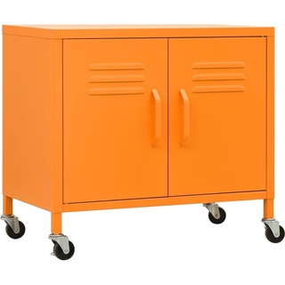 vidaXL Lagerschrank Orange 60x35x56cm Stahl Sideboard Schrank mit Rollen Büroschrank Metallschrank Aufbewahrungsschrank Büromöbel Stahlschrank