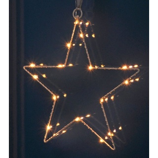 Spetebo Hängedekoration LED Fenster Silhouette Stern - 30 x 28 cm (Stück, 1 St., Weihnachtsbeleuchtung), Weihnachts Deko Beleuchtung Batterie betrieben silberfarben