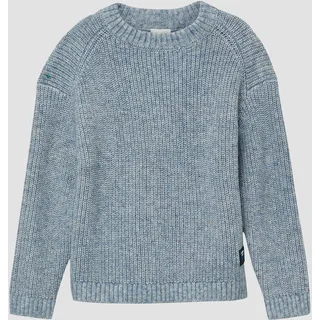 s.Oliver Melierter Strickpullover im Loose Fit mit Label-Patch - blau - 116/122