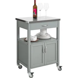 SoBuy Küchenwagen mit 1 Schublade Hellgrau 60x44,5x91cm Modern