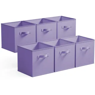 GRANNY SAYS Aufbewahrungswürfel Stoff, 6 Stück Aufbewahrungsboxen für Würfelregal, Regalkörbe 27x27 cm Lila Regalboxen mit Griffen, Stoffkisten Aufbewahrung für Kallax Regal