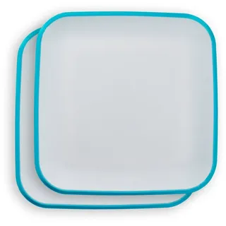 LindenBerg Kunststoffteller eckig 2er Set, Bruchsicher blau