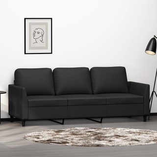SECOLI Sofa 3 sitzer Kunstleder Sofa 3er Couch 3 sitzer 3er Couch Stoff Sofa Sofa 3 sitzer klein für Wohnzimmer/Schlafzimmer/Büro/Wohnung-Schwarz-3-sitzer:180cm