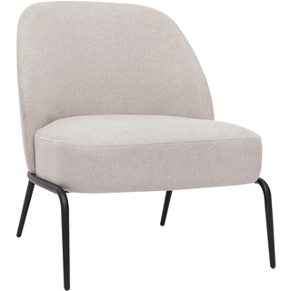 Design-Sessel im beigen Samtdesign mit schwarzem Metallfuß BREGO