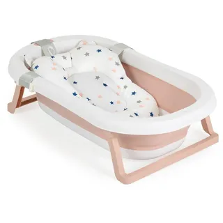 Moni Babybadewanne Palma faltbar 3-teilig Badekissen Schwamm Ablaufloch Stöpsel