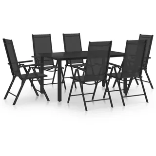 vidaXL 7-tlg Garten-Essgruppe Aluminium Schwarz Modell 3