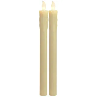 MARELIDA LED Stabkerzen Echtwachs flackernde Tafelkerzen LED H: 25cm creme 2St.
